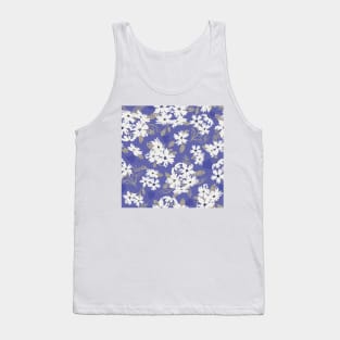 White flowers over very-peri background Tank Top